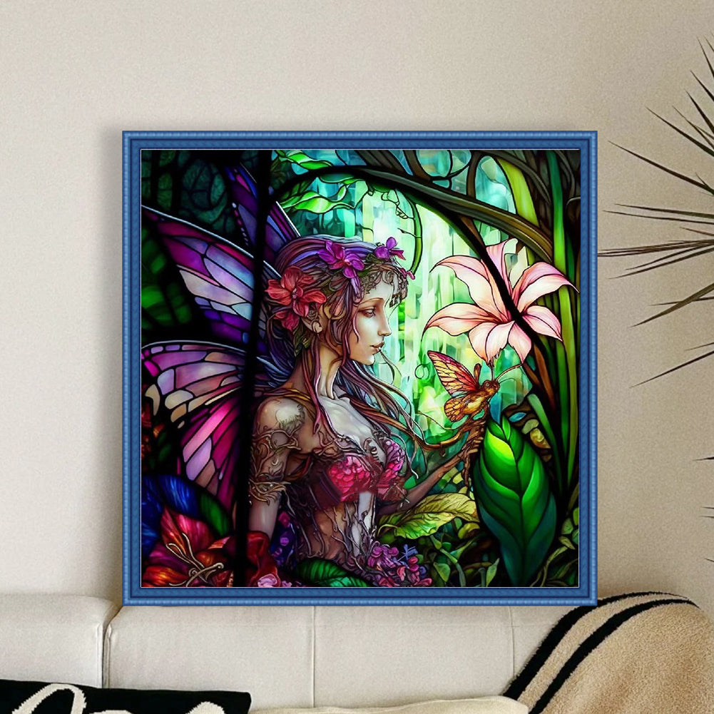 Glass Painting-Elf - 14CT Stamped Cross Stitch 50*50CM