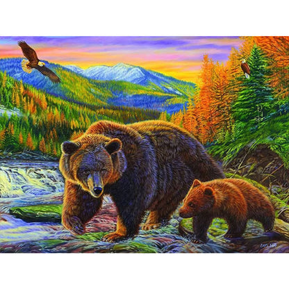 Brown Bear - Full Square Drill Diamond Painting 40*30CM