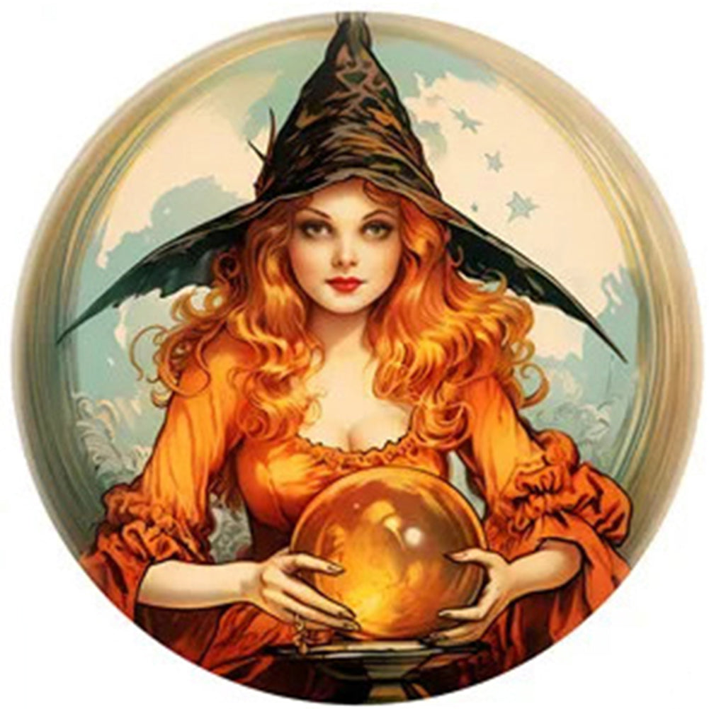 Witch With Crystal Ball - 11CT Stamped Cross Stitch 50*50CM