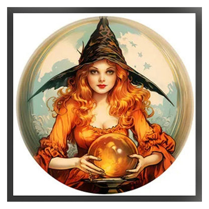 Witch With Crystal Ball - 11CT Stamped Cross Stitch 50*50CM