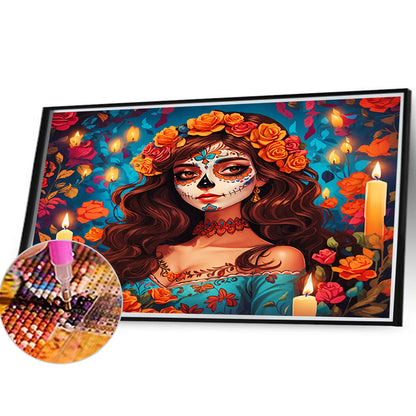 Beautiful Woman With Grimace - Full Round Drill Diamond Painting 40*30CM