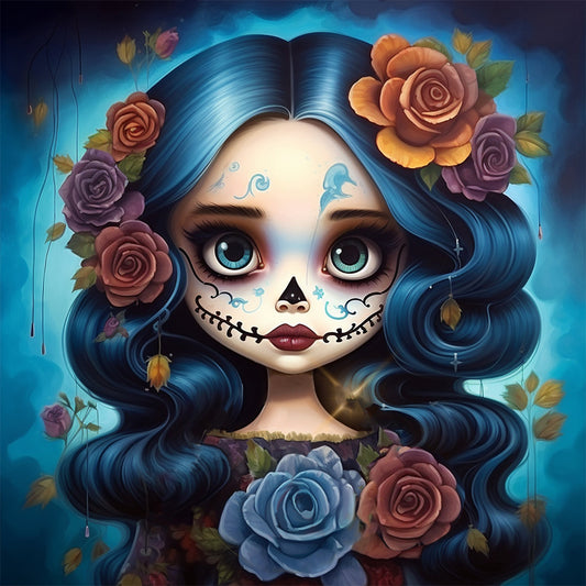 Sugar Skull Girl - Full Round Drill Diamond Painting 30*30CM