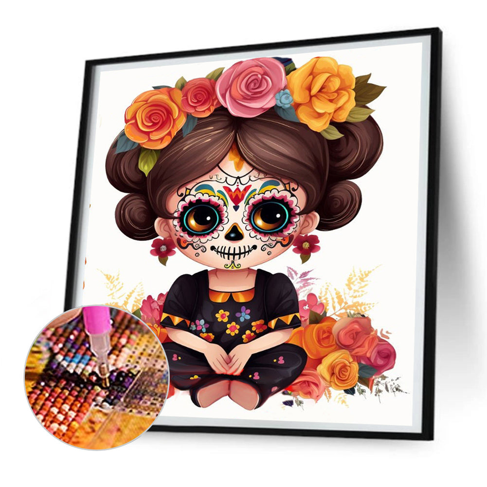 Sugar Skull Girl - Full Round Drill Diamond Painting 30*30CM