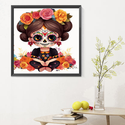 Sugar Skull Girl - Full Round Drill Diamond Painting 30*30CM