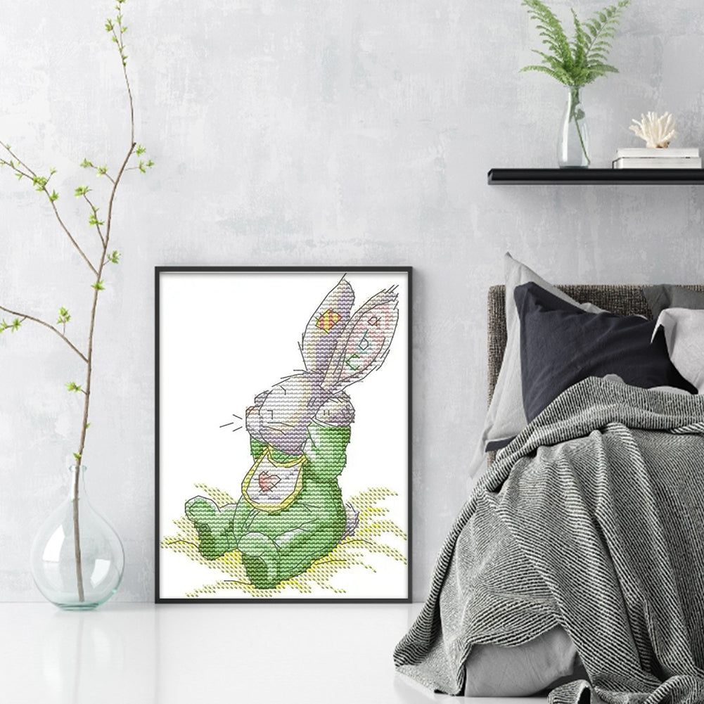 Patch Rabbit(1) - 14CT Stamped Cross Stitch 15*20CM