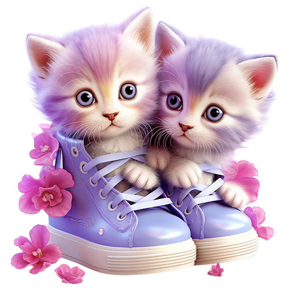 Kitten In Shoe - 18CT Stamped Cross Stitch 30*30CM