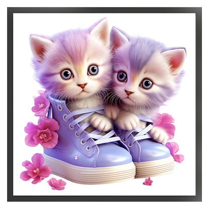 Kitten In Shoe - 18CT Stamped Cross Stitch 30*30CM