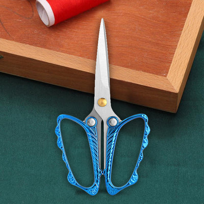 Tailor Craft Scissors Stainless Steel Butterfly Design Scissors 12x6cm (Blue)