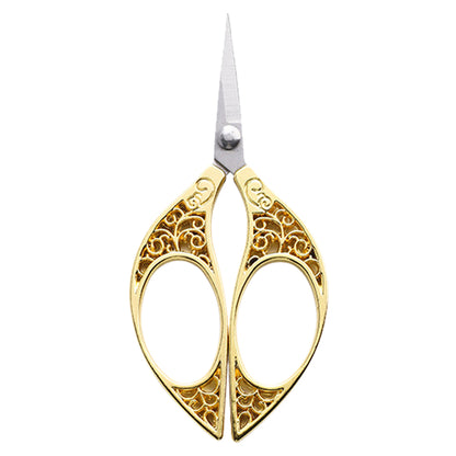 Stainless Steel Leaf Style Mini Scissors for Sewing Crafting 11x5cm (Gold)