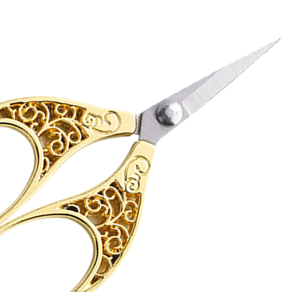 Stainless Steel Leaf Style Mini Scissors for Sewing Crafting 11x5cm (Gold)