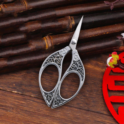 Stainless Steel Leaf Style Mini Scissors for Sewing Crafting 11x5cm (Silver)