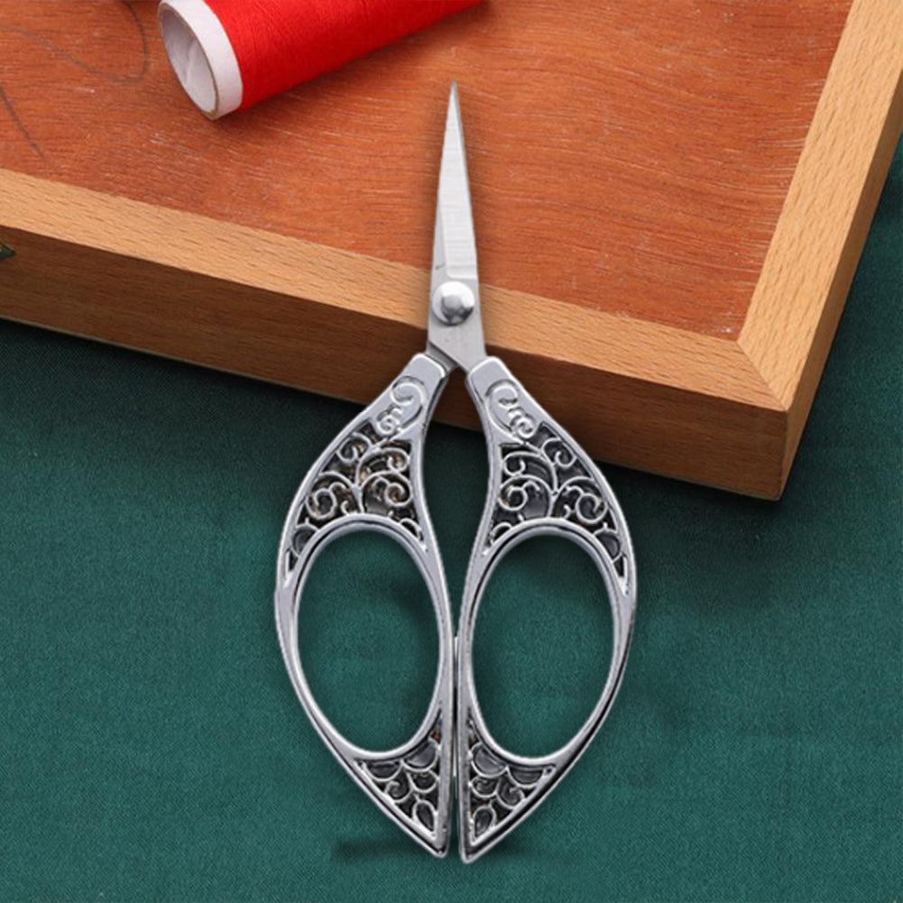 Stainless Steel Leaf Style Mini Scissors for Sewing Crafting 11x5cm (Silver)