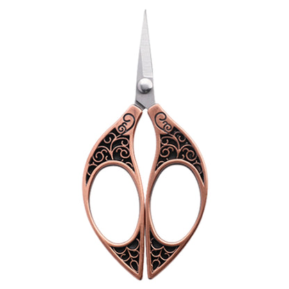 Stainless Steel Leaf Style Mini Scissors for Sewing 11x5cm (Bronze Colour)