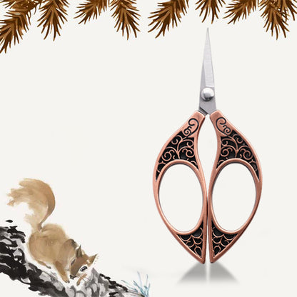 Stainless Steel Leaf Style Mini Scissors for Sewing 11x5cm (Bronze Colour)