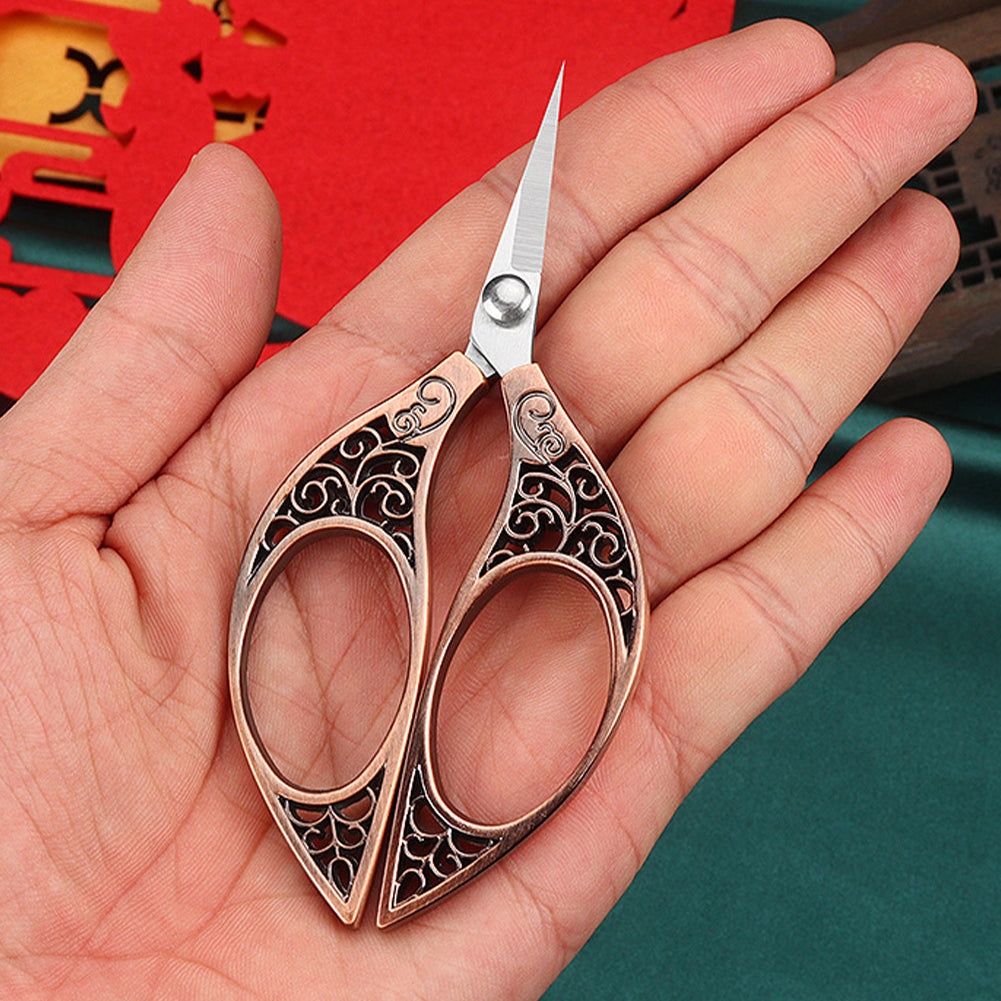 Stainless Steel Leaf Style Mini Scissors for Sewing 11x5cm (Bronze Colour)