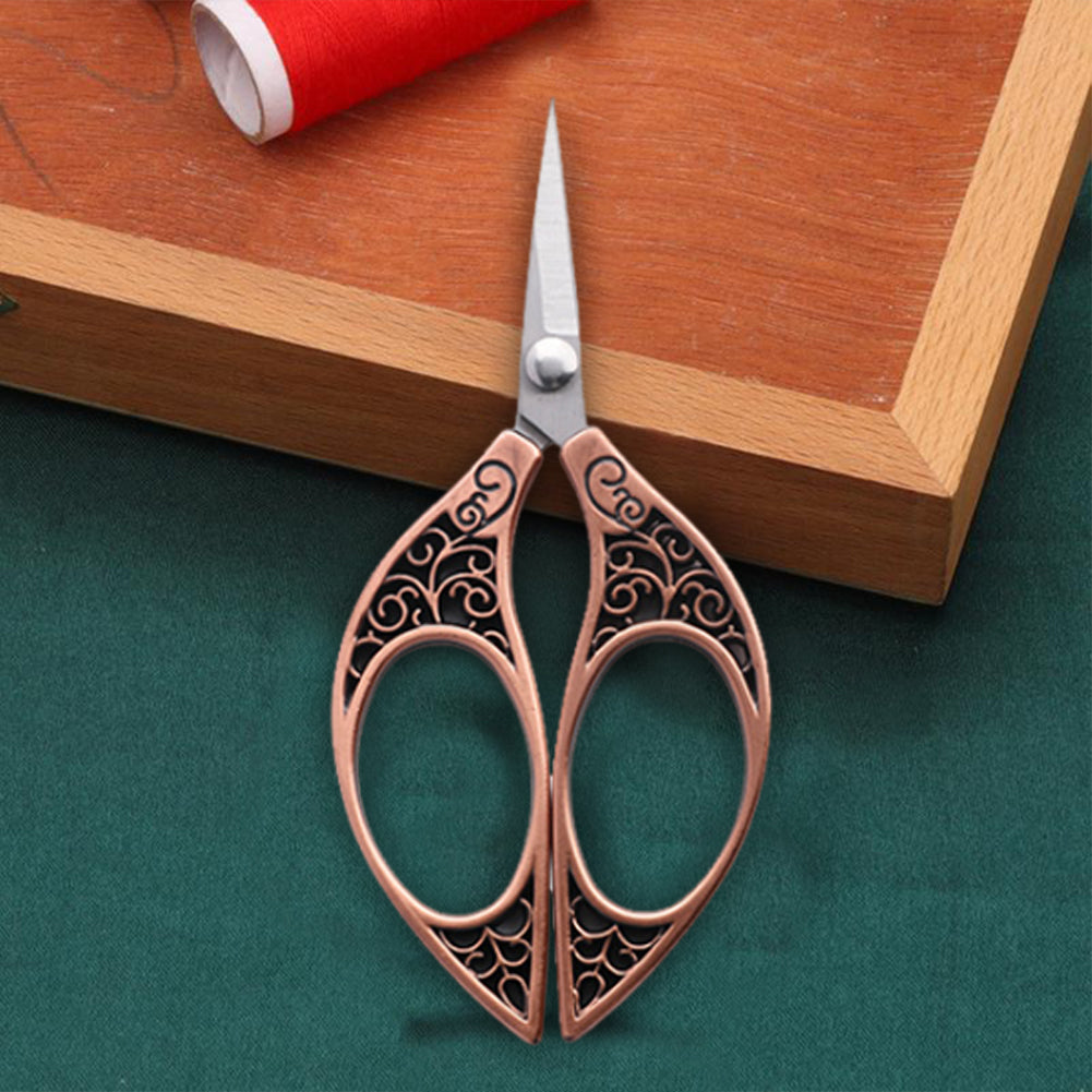 Stainless Steel Leaf Style Mini Scissors for Sewing 11x5cm (Bronze Colour)