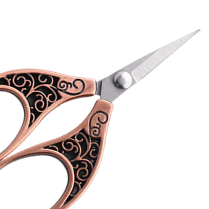 Stainless Steel Leaf Style Mini Scissors for Sewing 11x5cm (Bronze Colour)