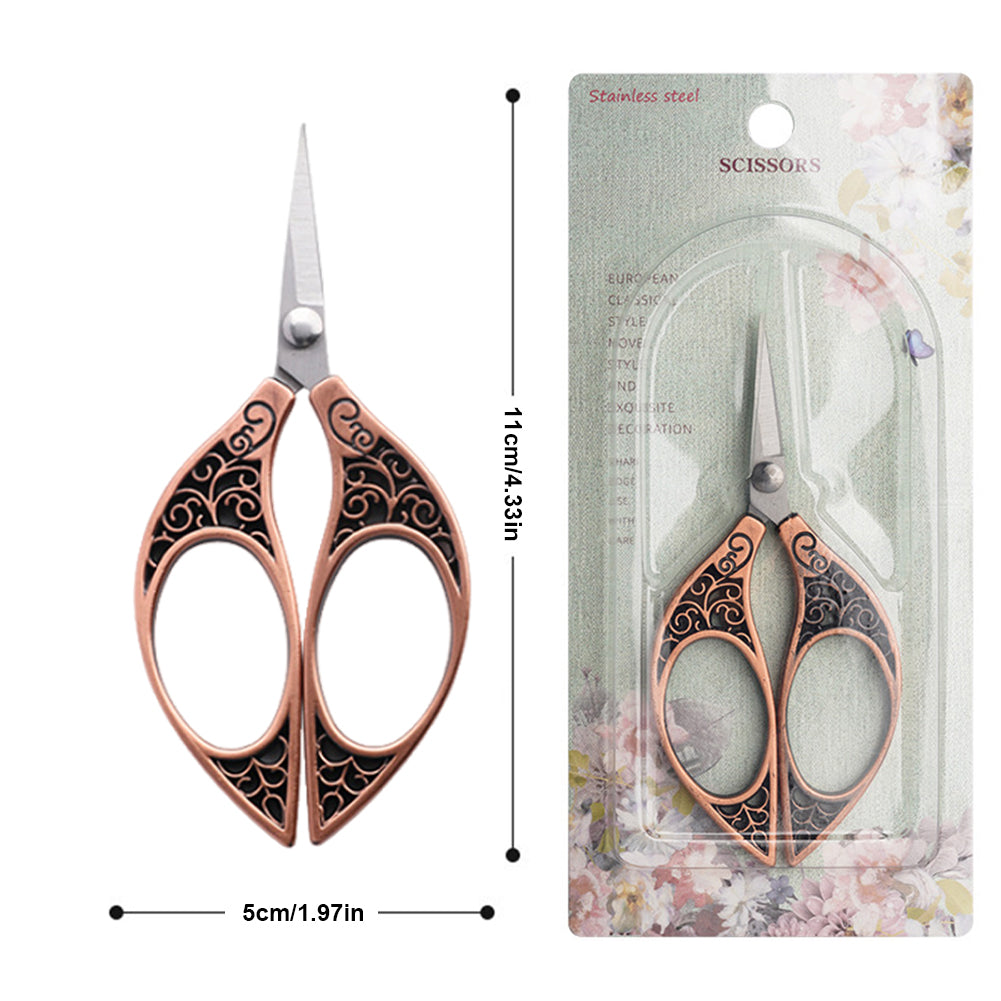 Stainless Steel Leaf Style Mini Scissors for Sewing 11x5cm (Bronze Colour)