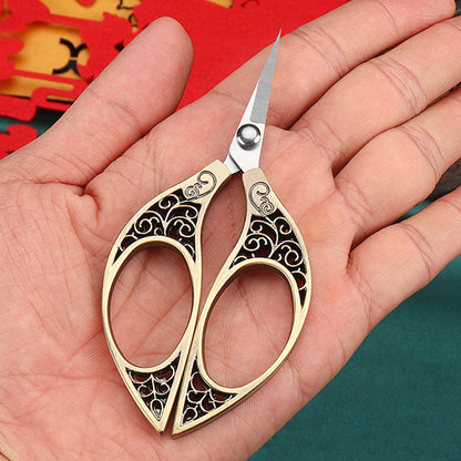 Stainless Steel Leaf Style Mini Scissors for Sewing Crafting11x5cm(Brass Colour)