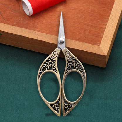 Stainless Steel Leaf Style Mini Scissors for Sewing Crafting11x5cm(Brass Colour)