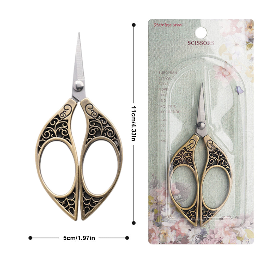 Stainless Steel Leaf Style Mini Scissors for Sewing Crafting11x5cm(Brass Colour)