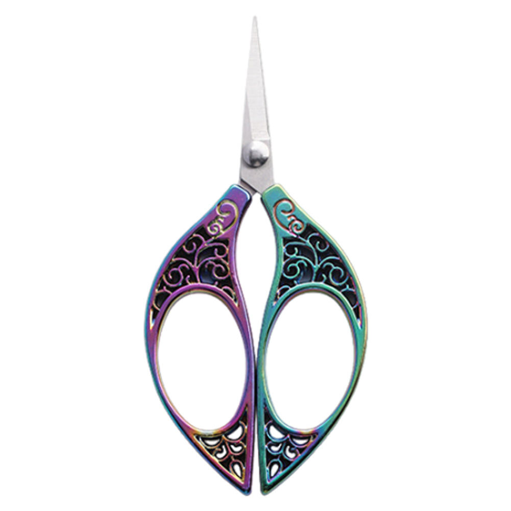 Stainless Steel Leaf Style Mini Scissors for Sewing 11x5cm (Coloured Titanium)