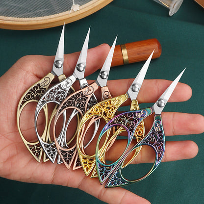 Stainless Steel Leaf Style Mini Scissors for Sewing 11x5cm (Coloured Titanium)