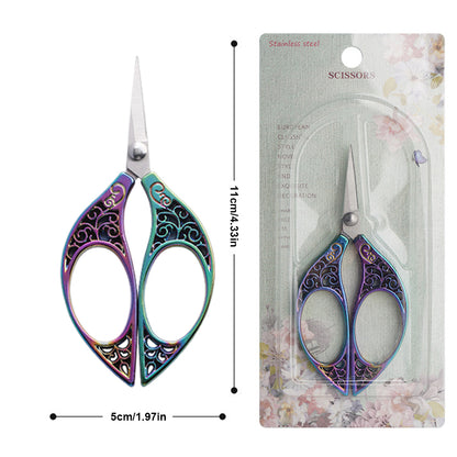 Stainless Steel Leaf Style Mini Scissors for Sewing 11x5cm (Coloured Titanium)