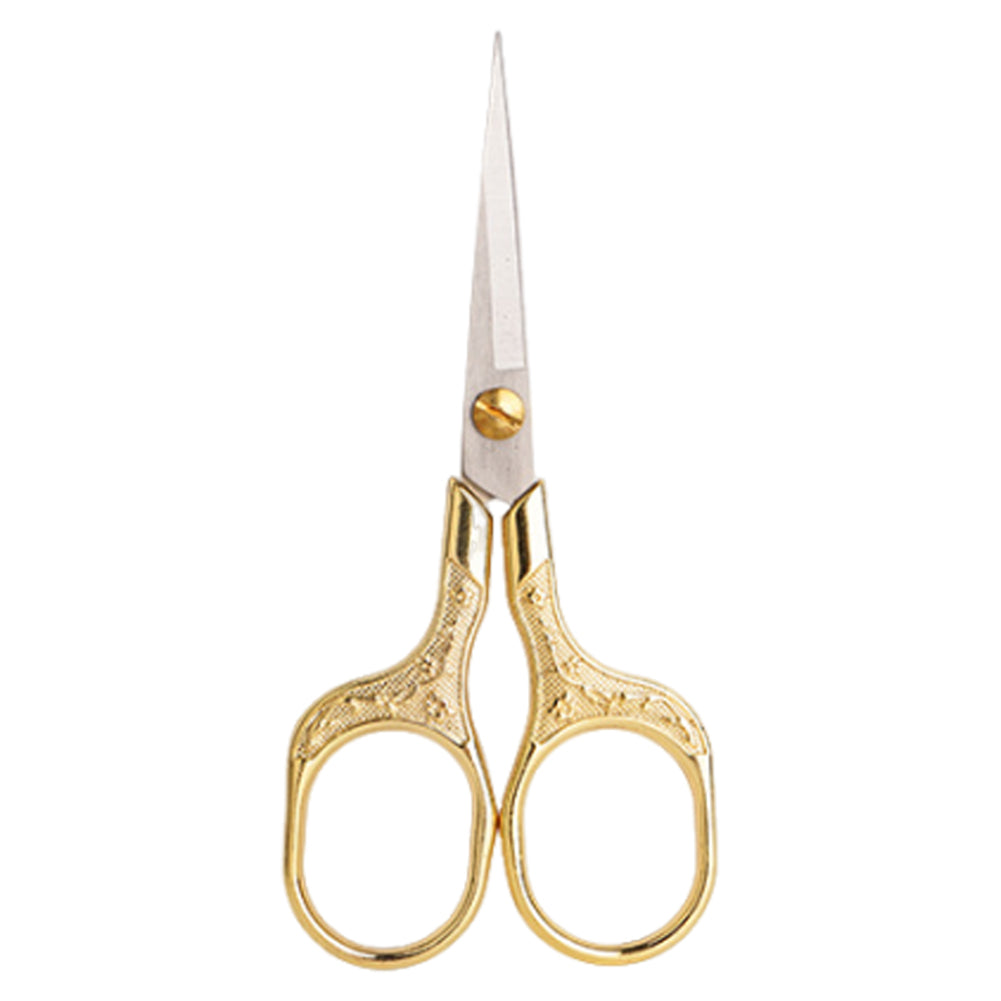 Stainless Steel Plum Blossom Flower Pattern Scissors for Sewing 12.7x6cm (Gold)