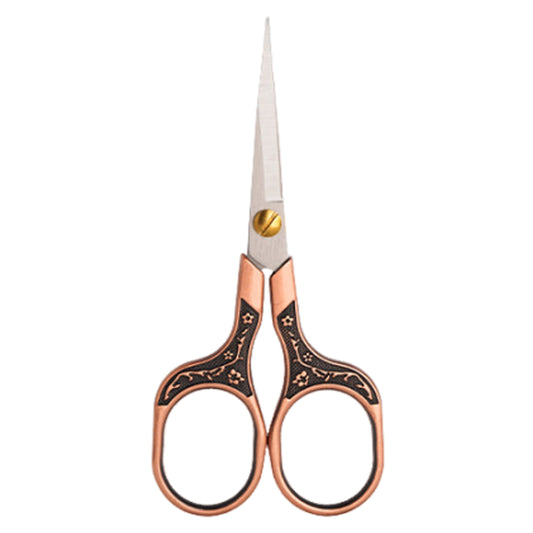 Stainless Steel Plum Blossom Flower Pattern Scissors 12.7x6cm (Reddish Copper