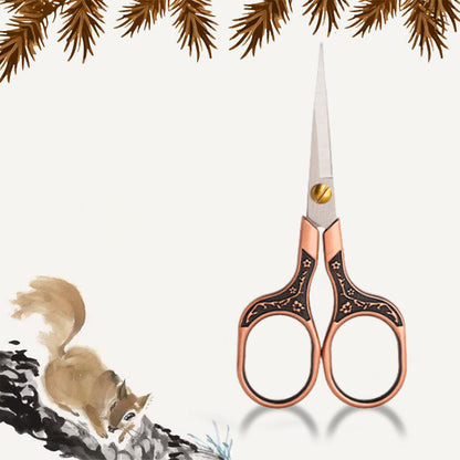 Stainless Steel Plum Blossom Flower Pattern Scissors 12.7x6cm (Reddish Copper