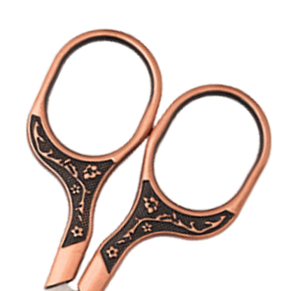 Stainless Steel Plum Blossom Flower Pattern Scissors 12.7x6cm (Reddish Copper