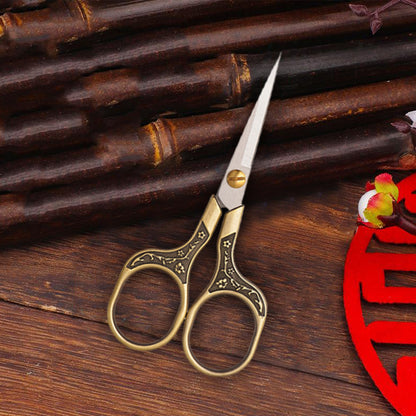 Stainless Steel Plum Blossom Flower Pattern Scissors 12.7x6cm (Bronze Colour)