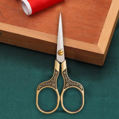 Stainless Steel Plum Blossom Flower Pattern Scissors 12.7x6cm (Bronze Colour)