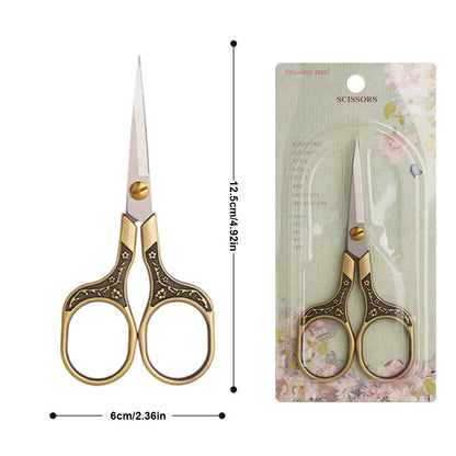 Stainless Steel Plum Blossom Flower Pattern Scissors 12.7x6cm (Bronze Colour)