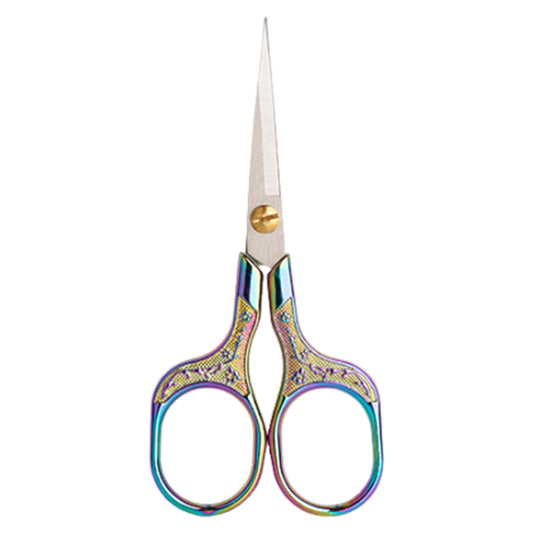 Stainless Steel Plum Blossom Flower Pattern Scissors 12.7x6cm(Coloured Titanium)