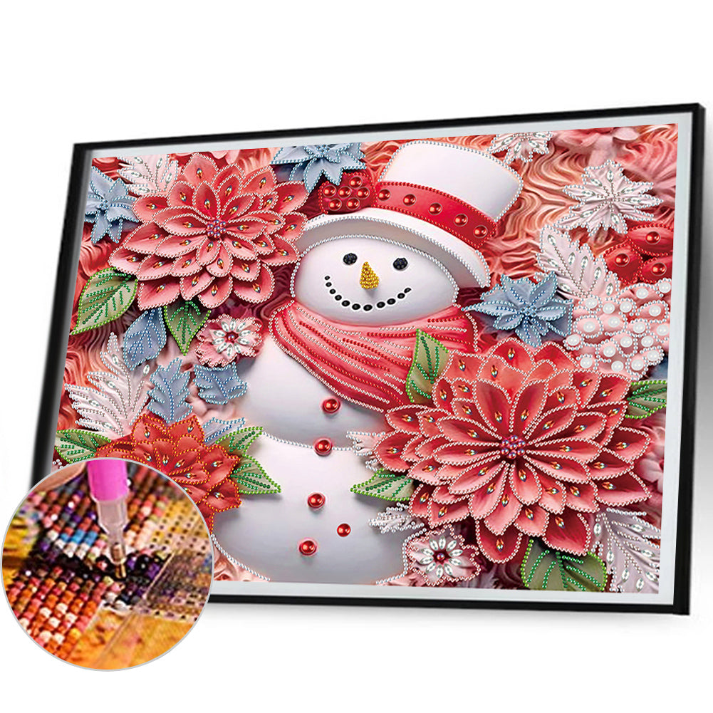 Snowman¡¤Red - Special Shaped Drill Diamond Painting 40*50CM