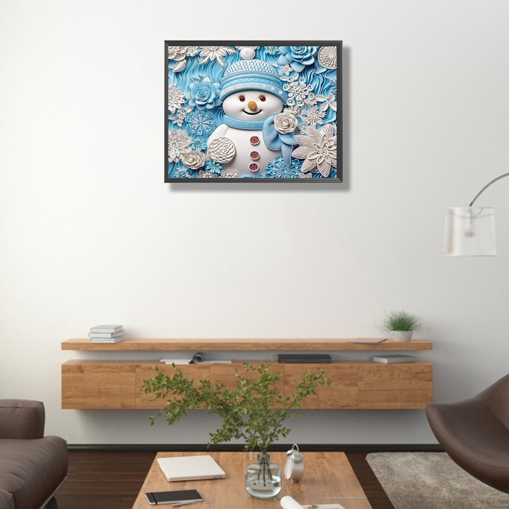 Snowman¡¤Blue - Special Shaped Drill Diamond Painting 40*50CM