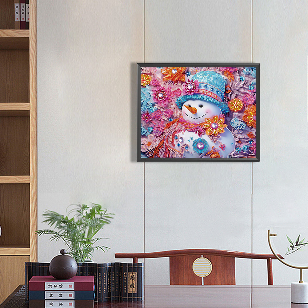 Snowman¡¤Powder - Special Shaped Drill Diamond Painting 40*50CM