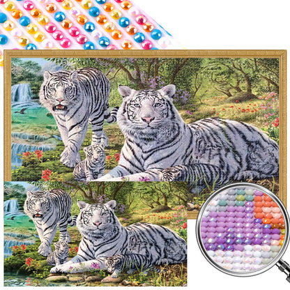 Park White Tiger - Full Round AB Drill Diamond Painting 70*40CM