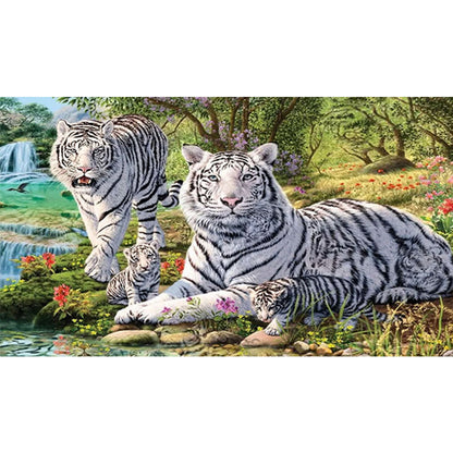 Park White Tiger - Full Round AB Drill Diamond Painting 70*40CM