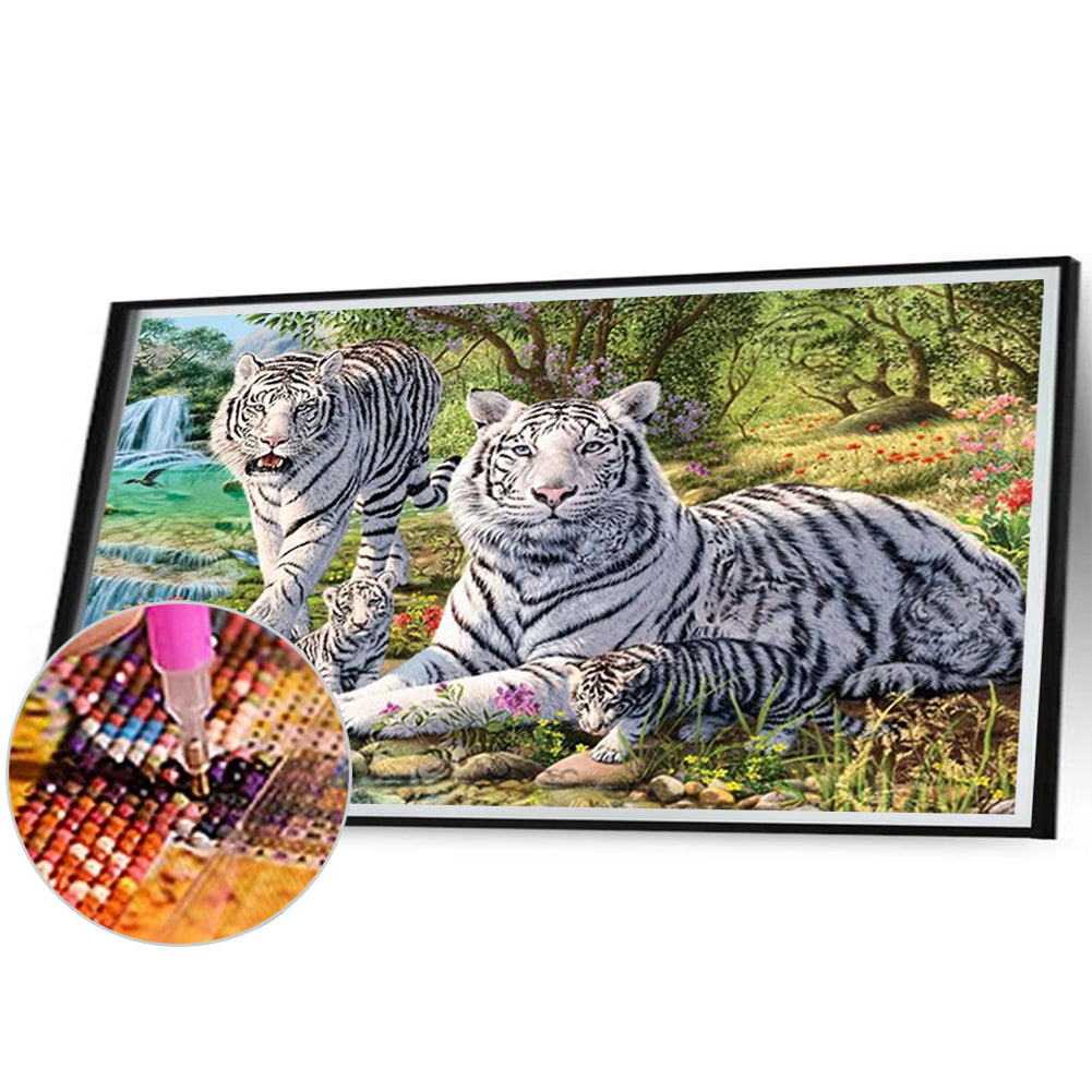Park White Tiger - Full Round AB Drill Diamond Painting 70*40CM
