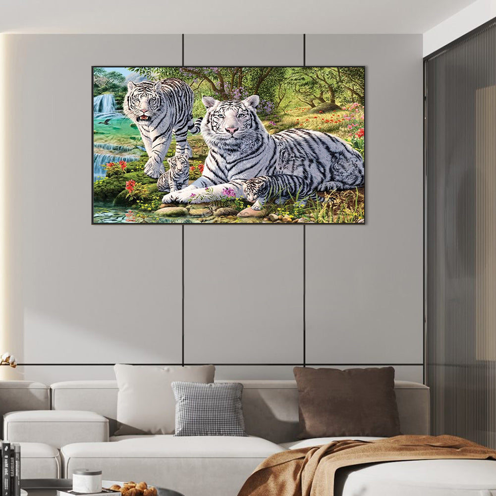 Park White Tiger - Full Round AB Drill Diamond Painting 70*40CM