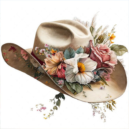 Flower Hat - Full Round Drill Diamond Painting 30*30CM
