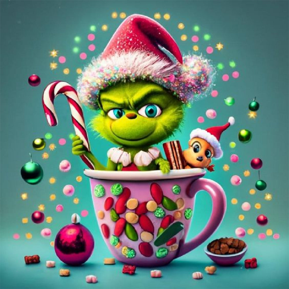 Christmas Green Monster - Full Round Drill Diamond Painting 30*30CM