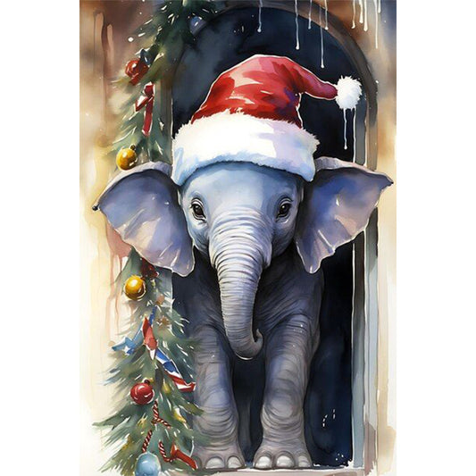 Christmas Elephant - Full Round Drill Diamond Painting 40*60CM