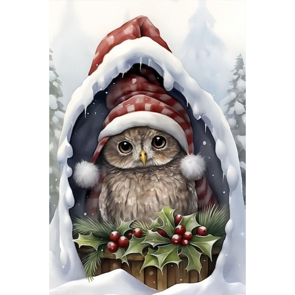 Christmas Baby Owl - Full Round Drill Diamond Painting 40*60CM