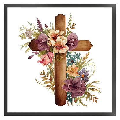 Cross Flower - 11CT Stamped Cross Stitch 40*40CM