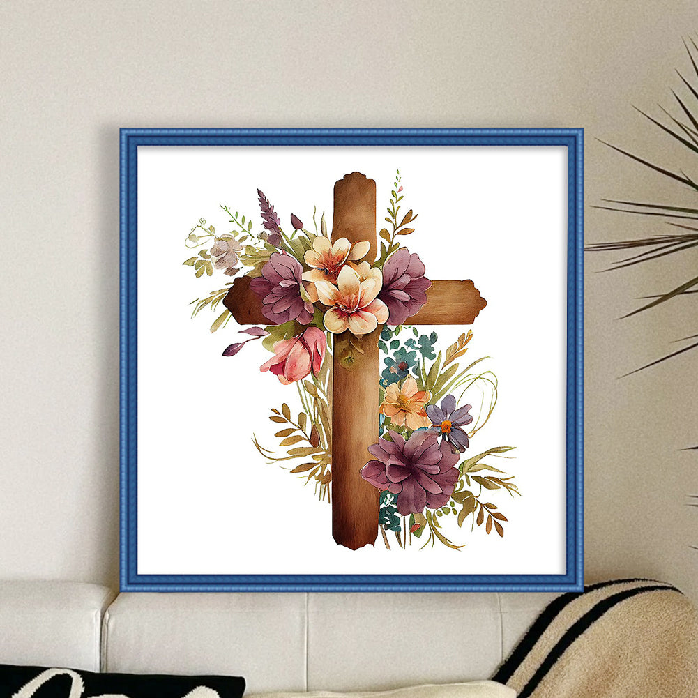 Cross Flower - 11CT Stamped Cross Stitch 40*40CM