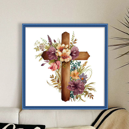 Cross Flower - 11CT Stamped Cross Stitch 40*40CM